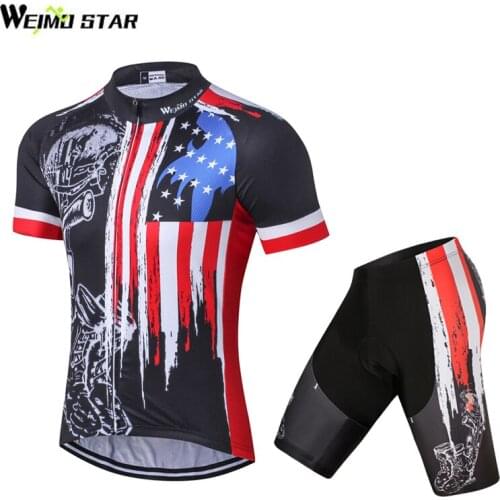 Weimostar Summer USA pro Team Cycling Jersey Mens Black Set Racing Bicycle Cycling Clothing Road mtb Bike Jersey Ropa Ciclismo