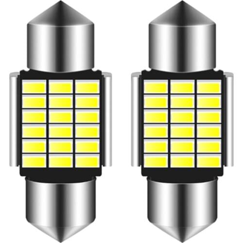 1x2x C10W C5W LED Festoon 31mm 36mm 39mm 42mm 12V White bulbs for cars License plate Interior Reading Light 6500K 18 SMD
