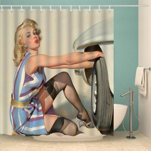 Sexy red lips girl beautiful temptation shower curtain bathroom decoration home decoration