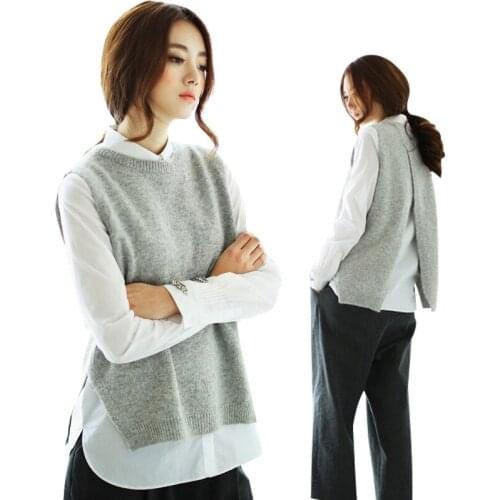 ATTYYWS Best selling womens vest vest womens sweater loose vest O-neck pullover wool vest female models Warm and comfortable