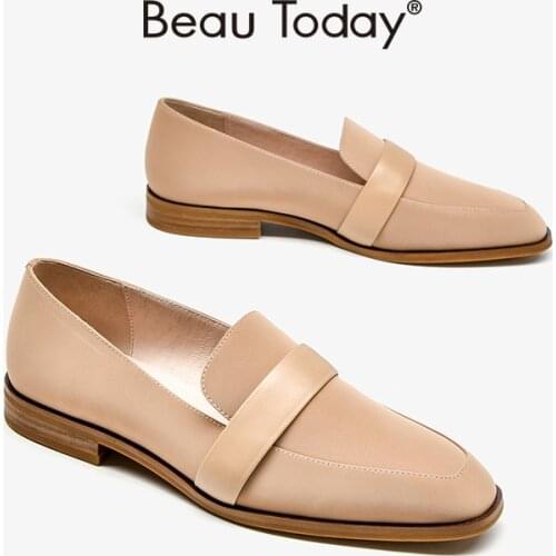 BeauToday Loafers Women Genuine Cow Leather Pointed Toe Soft Slip on Casual Shoes High Quality Ladies Flats Handmade 27193