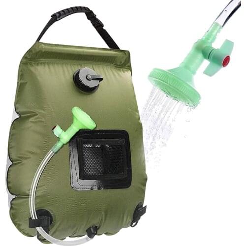 Solar Shower Bag 20L Camping Shower Bag with Removable Hose and On-Off Switchable Shower Head for Beach Outdoor Traveling Hiking