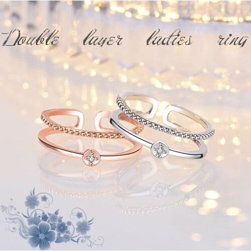 Minimalist Geometric Double line Adjustable Ring Fine Jewelry For Charm Women