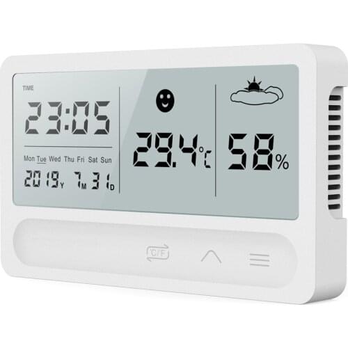 Multifunctional Digital LCD Touching Screen Weather Clock Temperature and Humidity Monitoring Meter