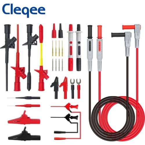Cleqee P1300 Series Multimeter Test Leads kit 4mm Banana Plug Cables Alligator Test Hook Clip Probes Spade Plug Automotive Tool