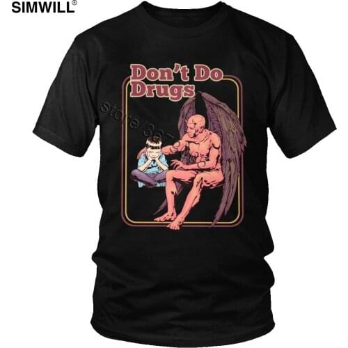 Good Lucifer Slogan Shirt Men Cotton Satan Quote Don't Do Drugs T Shirt Short Sleeved Humor Demon Devil Tees Creative T-shirt