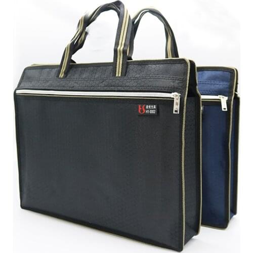A4 thick portable Zipper Bag Canvas paper bag for mens office file bag