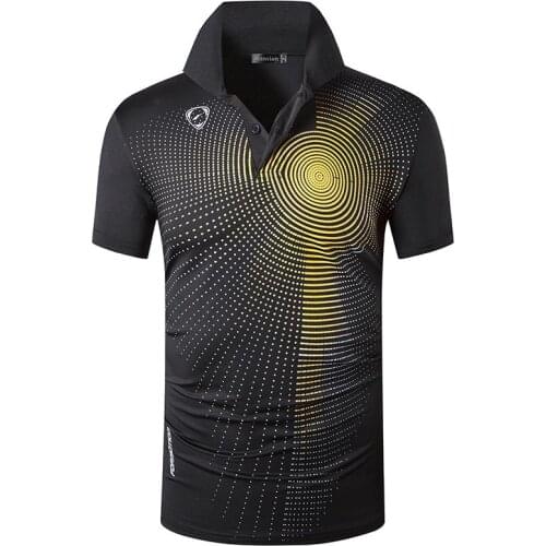 Jeansian Mens Sport Tee Polo Shirts POLOS Poloshirts Golf Tennis Badminton Dry Fit Short Sleeve LSL266 Black