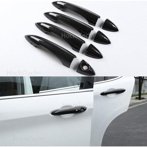 For Alfa Romeo Giulia Stelvio 2015 2016 2017 2019-2020 ABS Carbon Fiber Car Exterior Door Handle Grab Cover Trim Sticker Styling