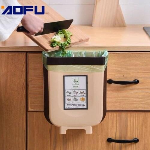 Wall Mounted Folding Waste Bin Kitchen Cabinet Hanging Household Trash Can Kitchen Wall Hanging Folding Storage Car Trash