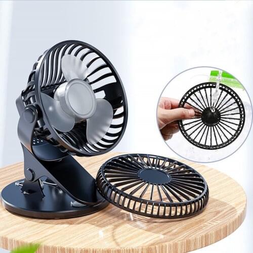 Desktop Fan USB Clip-on Type Cooling Fan with 3 Speed Portable Rechargeable Tabletop Cooling Device, Black