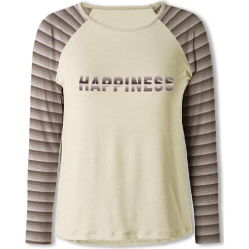 Neatie Kiddie Spring Autumn Women Home Long Sleeve Night Clothes Night Sleepwear Top T shirt Stripe Letter Print Female Shirt