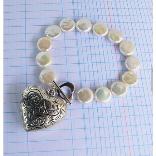 New Arrival Favorite Pearl Bracelet Heart Pendant Coin Real Freshwater Pearl Bracelet Wedding Birthday Women Gift Fine Jewelry