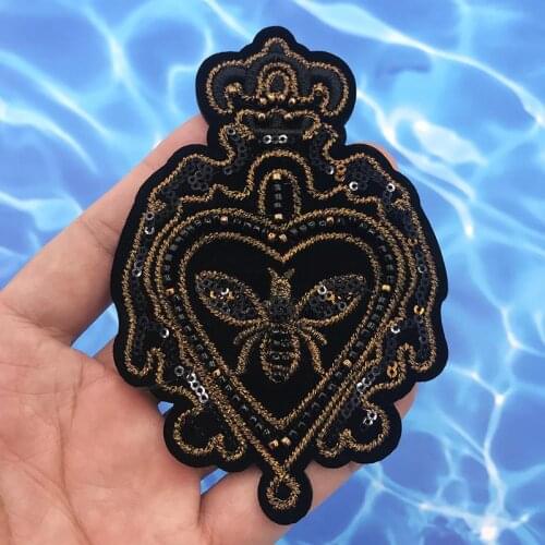 New High Quality Hand Crown Beaded Sequins Bee Embroidery High - Grade Clothing Accessories Patch Buiter