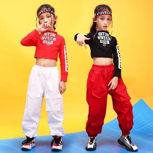 Boys' hip-hop clothes, high necked sweatshirts, short sleeve shirts, girls' casual sports pants, jazz dance clothes