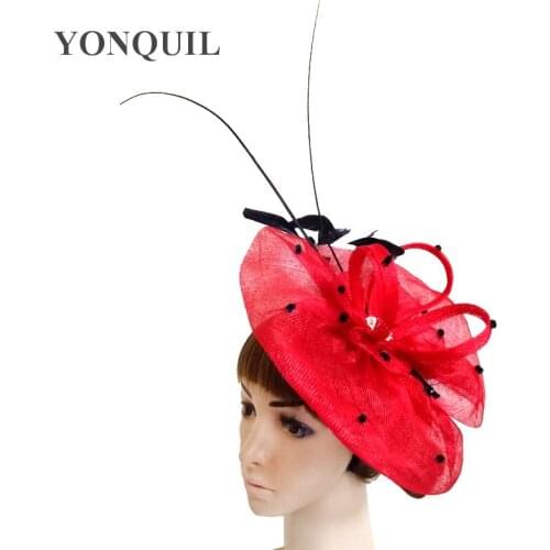 Wedding Formal Headwear Bridal Elegant Fascinator Hair Pin Sinamay Nice Fashion Hat Chapeau Cap Ladies Church Occasion Headdress