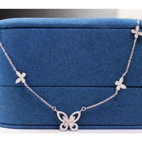 Fine Butterfly Pendant Necklace With Dazzling Small Zircon Cute Insect Jewelry For Women Wedding Engagement Charm Clavicle Chain