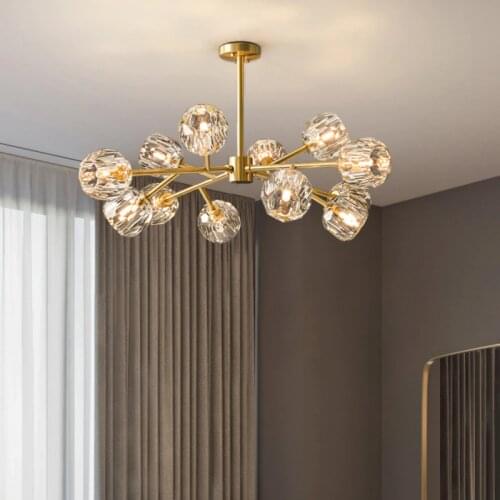 Nordic modern luxury crystal branching lighting ceiling LED Chandelier for For Living Dinning Room bedroom Foyer Light Fixtures