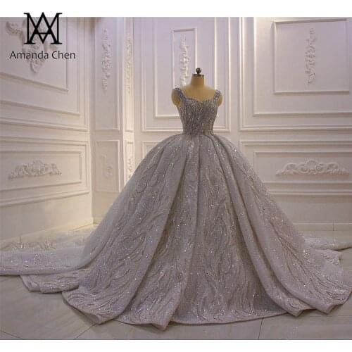 Robe de princesse Straps Handwork Crystal Luxury Wedding Dress 2021