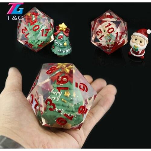 Christmas 2020 Funny Sharp Edge and Beautiful Large Size D20 Dice Santa Claus DND RPG Gift Boardgames for Game, As Decorate