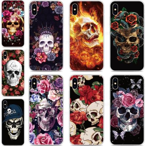 Silicone Skull Flower Cover For Wiko Y81 Y51 Y62 Y61 Y50 Y60 Y80 Sunny 5 View 5 Plus 3 4 Lite 2 Go Power U20 U10 Phone Case