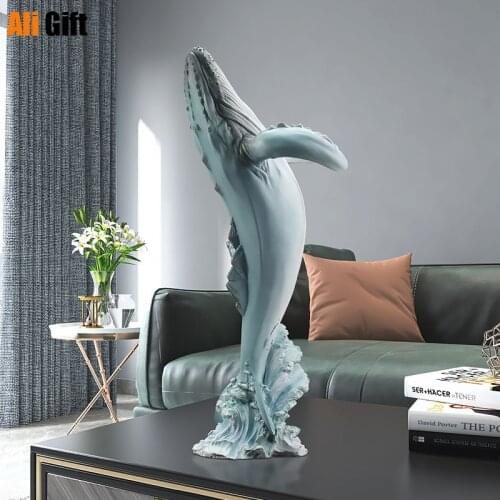 Modern Luxury Floor Whale FRP Ornaments Home Livingroom Figurines Crafts Hotel Accessories Entrance Porch Sculpture Decoration