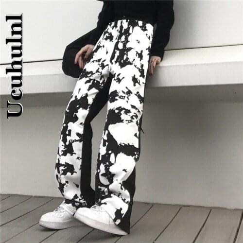 Ucuhulnl Vintage Harajuku Pants for Women Clothing Patchwork Straight Joggers for Female Tie Dye Men Pant 2021 Fashion Trousers