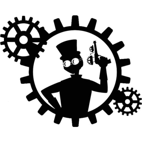 Vinyl Wall Decal Steampunk Man Gun Gears Decor Stickers Murals Home Art Wall Stickers Decals Mural Removable DK-36