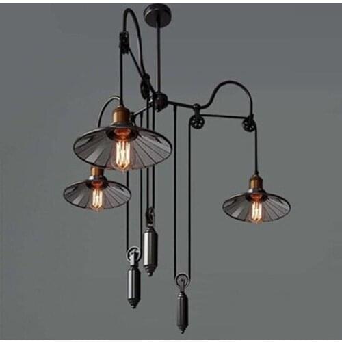 Loft Vintage Pendant Lights Iron Pulley Lamp Bar Kitchen Home Decoration E27 Edison Light Fixtures Free Shipping pendant lights