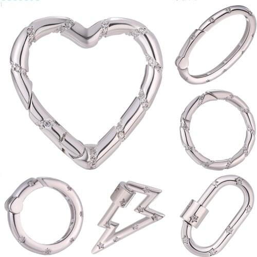 Juya DIY Fastener Heart Oval Lighter Ring Lobster Spring Carabiner Clasps For Hanging Chain Designer Pendant Jewelry Making