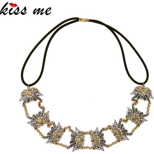 KISS ME Geometric Crystal Headbands Women Fashion Elegant Elastic Brand Hair Jewelry Accessories
