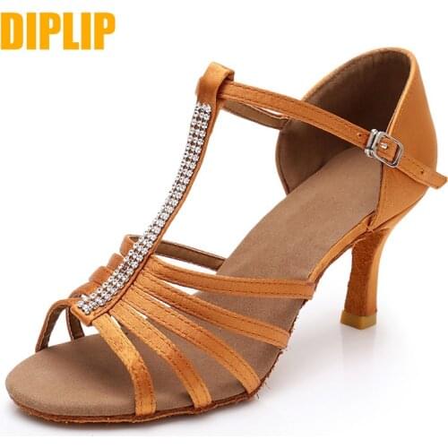 DIPLIP Brand New Womens Dance Shoes Heeled Tango Ballroom Latin Salsa Dancing Shoes For Women Hot Sales Soft bottom dance shoes