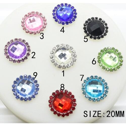 10pc/lot 20MM Mix Color Diamond Button Artificial Crystal Flatback Buttons for Wedding Embellishment Craft Invitation Card Decor