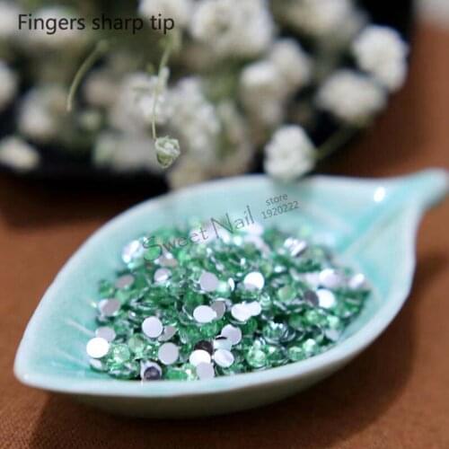 1000 pcs SS16 Light green 14 Facets Resin Round Rhinestone Sparkling Rhinestones Nail Art Decoration DIY N20