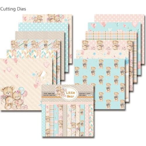 12Sheets/lot Bear Printed Scrapbooking Pads Paper Origami Art Background Paper Card Making DIY Scrapbook Paper Craft