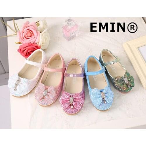 Child Princess Shoes Leather For Girls High Heels Sequins Wedding Party Kids Dress Fashion Sandals Dance Pearles Summer