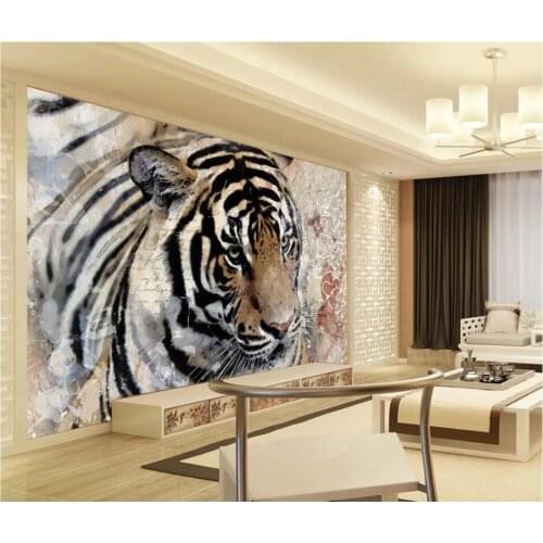3d wallpaper custom photo Modern tiger orange tattoo home decor living room 3d wall murals wallpaper for walls 3 d