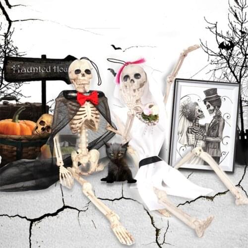40*10cm Skeleton Halloween Haunted House Decor Prop Skeleton Bones Horror Human Bones Lifelike Human Body Party Decoration