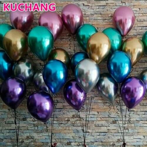 50pcs 12inch Latex Chrome Gold Silver Wedding Baby Shower Birthday Carnival Party Decor Metallic Balloons Supplies Helium Favors