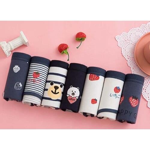 7 Pcs Womens Cotton Panties Briefs Sexy Underwear Girls Print Lingeries Plus Size Panties For Women Underpants Ladies Female