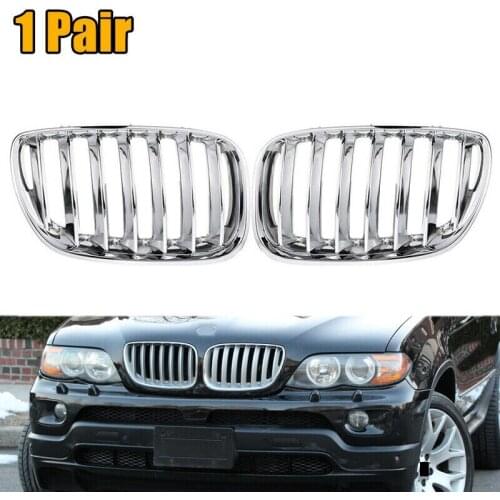 Car Chrome Front Bumper Grille Kidney Grills for-BMW X5 E53 2004-2006