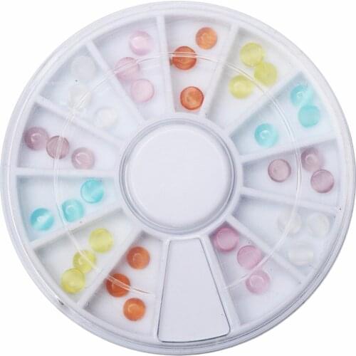 1Box(36Pcs) Mixed Cats Eye Beads For Needlework FlatBack Cabochon Scrapbook Decoration Craft DIY Embellishments Accessories