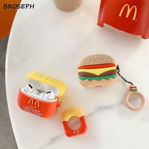 Earphone Case For Apple AirPods Pro 3D Cute Hamburger Fries Soft Silicone Headphone Cover For AirPods Pro 3 Headset Accessories