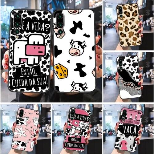 Cow Print Black White Phone case For Huawei Honor 6 7 8 9 10 10i 20 A C X Lite Pro Play Frosted black tpu waterproof painting