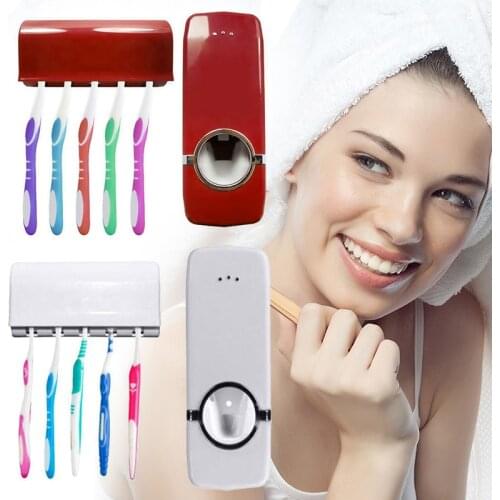 Bathroom Automatic Toothpaste Squeezer Hold Up To 5 Toothbrush Holder For Home Toothpaste Dispenser Bathroom Accessories