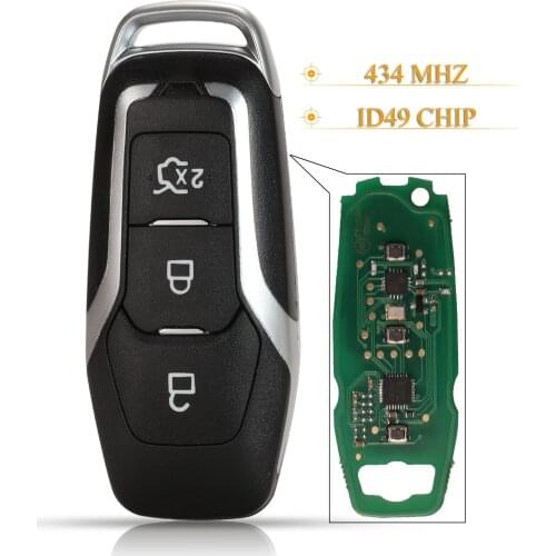 Kutery 5pcs 3 Buttons Smart Remote Car Key Fob 434Mhz ID49 For Ford Mondeo Edge S-Max Galaxy 2014-2018 DS7T-15K601-D