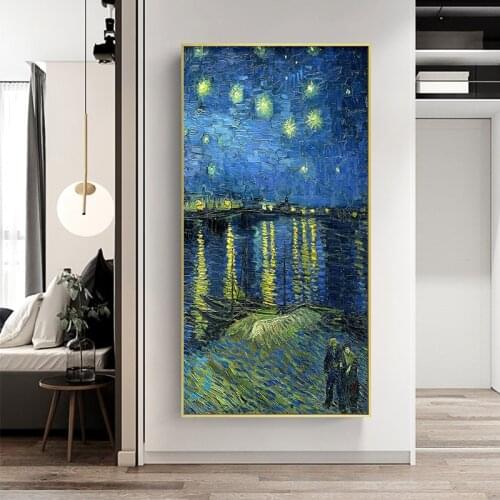 Van Gogh Starry Night Blossoming Almond Tree Canvas Paintings Posters and Print Wall Art for Living Room Cuadros Famous Painting