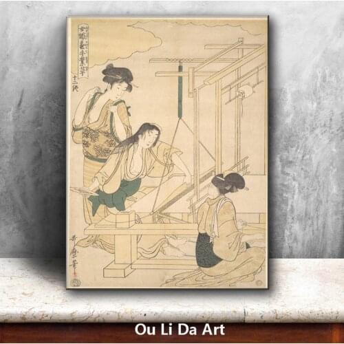 Classical Japan kimono women weaving oil painting canvas painting printings printed on canvas wall art decoration picture