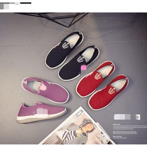 Fashion Womens flying woven mesh sneakers casual shoes pedal lazy shoes walking shoes Womens Breathable Shallow Mouth Shoes