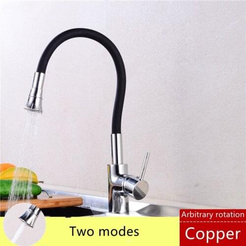 Single Handle Kitchen Water Faucet Bend at Any Angle Nozzle Stainless Steel and Silicon Kitchen Sink Water Faucet with Sprayer